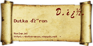 Dutka Áron névjegykártya